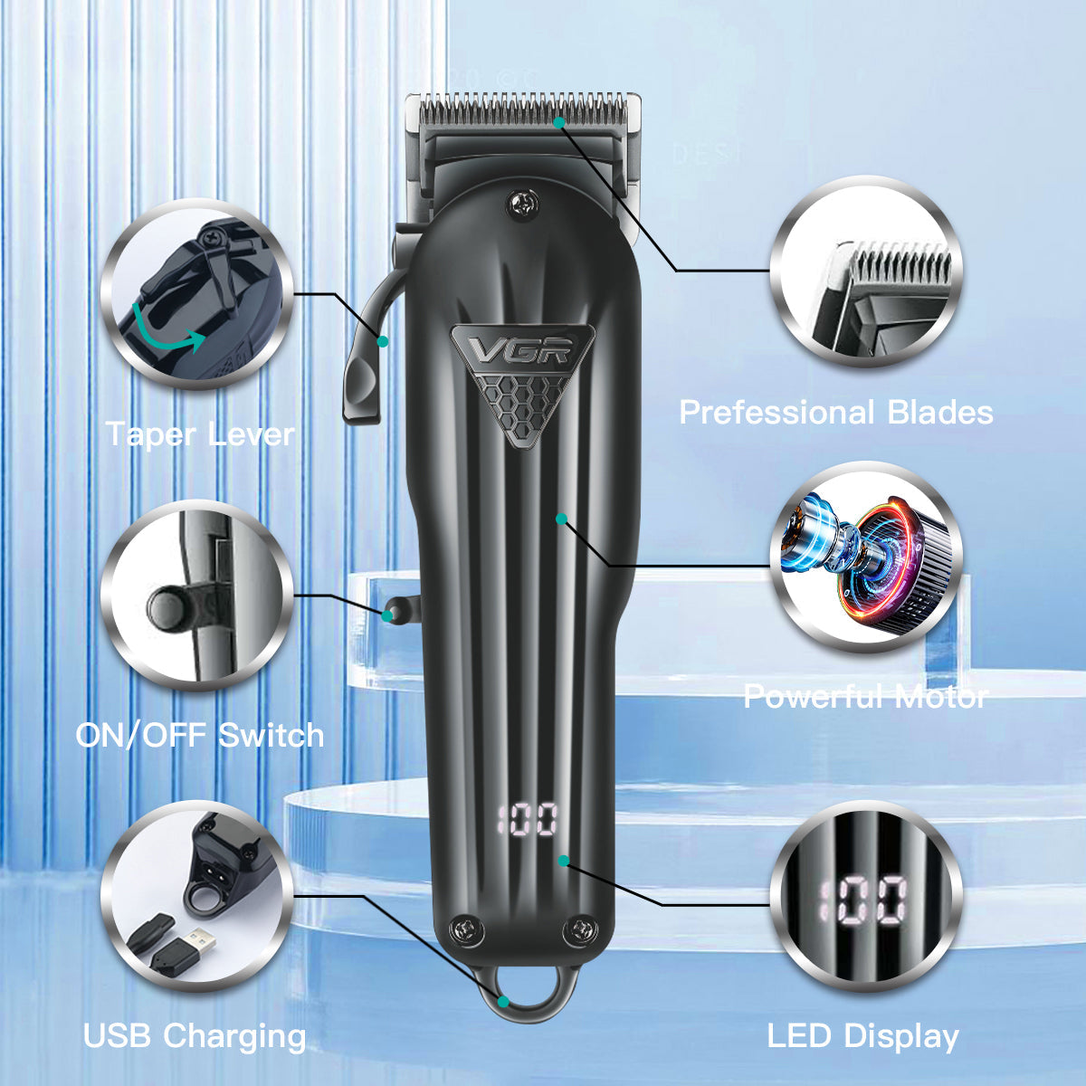 Electric Hair Clipper Fine Adjustment Gradual Change Electric Hair Salon Usb Rechargeable Household Electric Hair Clipper - Korvel
