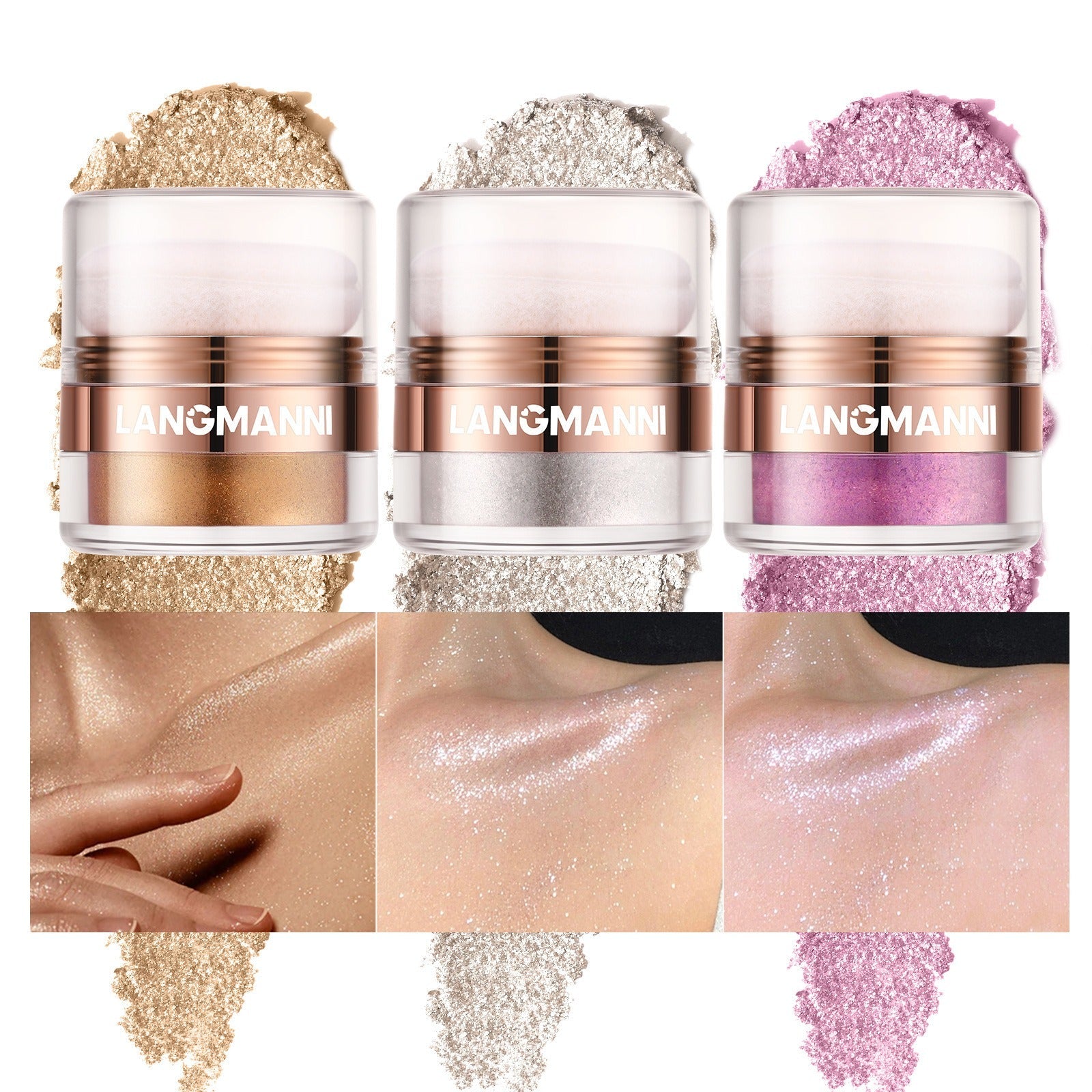 LANGMANNI Highlight powder, pat powder, face and body blush and contour powder - Korvel