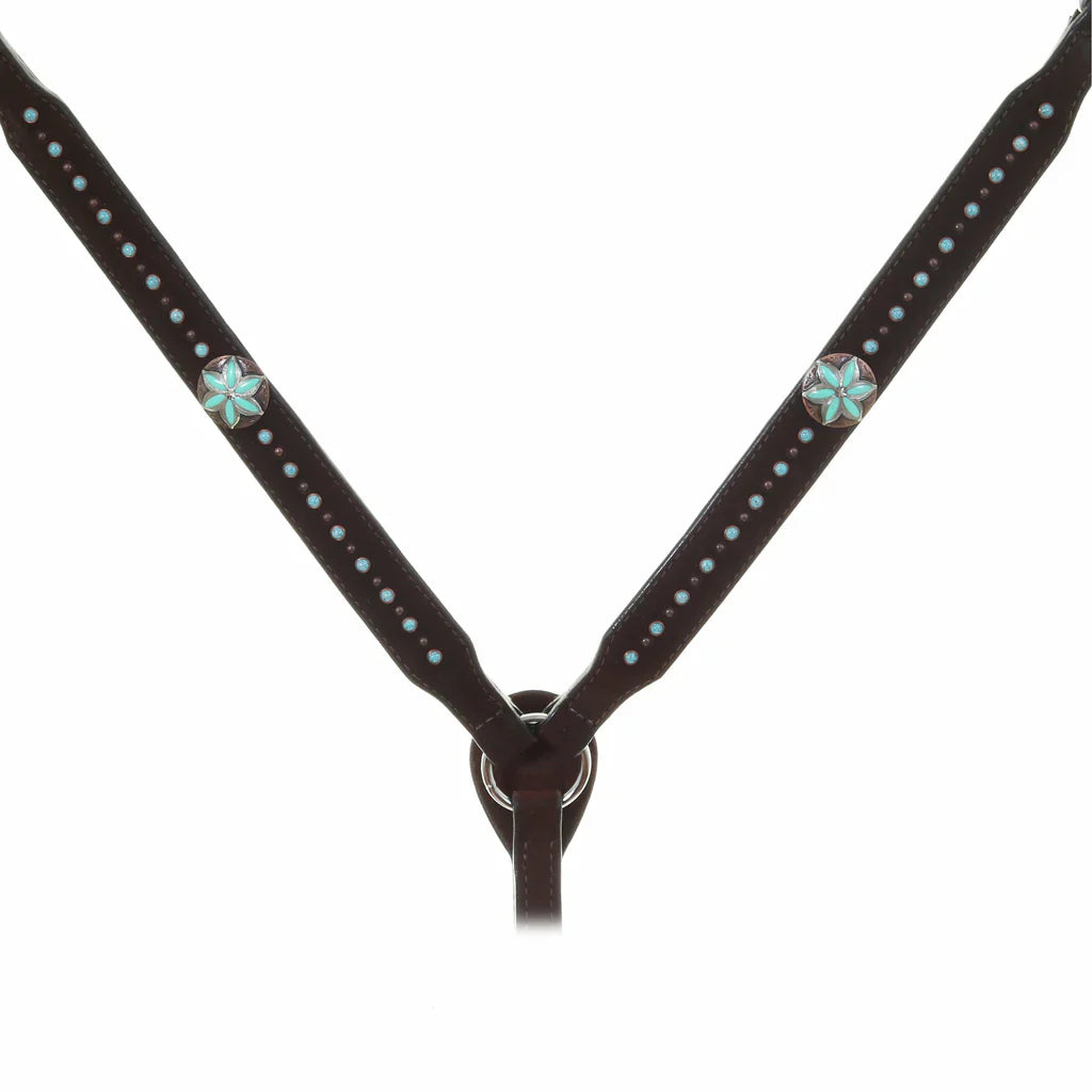 Turquoise Blossom Equine Breast Collar - Korvel