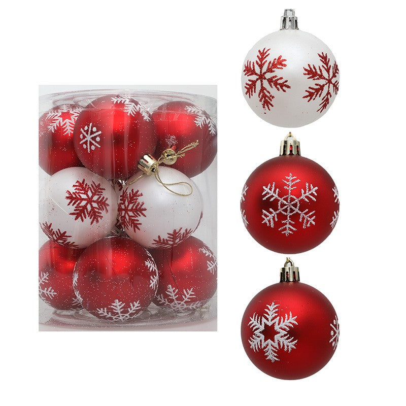 Christmas Decorations Christmas Tree Decoration 6cm Snowflake Painted Christmas Ball - Korvel