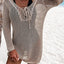 Elegant Openwork Tie Neck Blouse