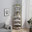 6-story corner open bookshelf, modern bookshelf, wooden frame, independent bookshelf unit, - Korvel