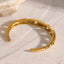Stainless Steel Inlaid Rhinestone Cutout Bracelet