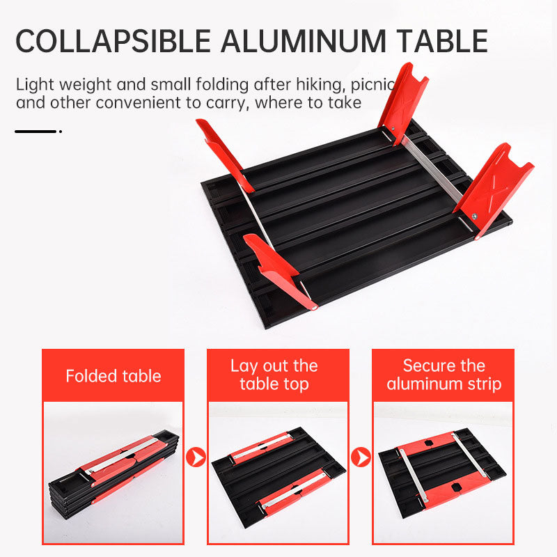 Black Lightweight Portable Folding Ultralight Roll Up Mini Aluminum Picnic Camping Table Foldable For Outdoor Hiking - Korvel