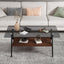 Rectangle Coffee Table with Tempered Glass top and Brown MDF Shelf, Modern Table for Living Room, Gray Glass - Korvel