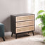31.5 "3-Drawers Rattan Storage Cabinet Rattan Drawer,for Bedroom,Living Room,Natural drawer and black panel - Korvel