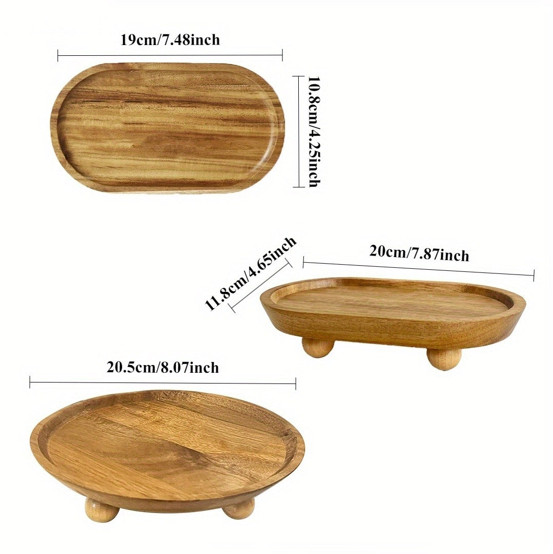 Plateau de Service en Acacia Élégant pour Décoration Intérieure