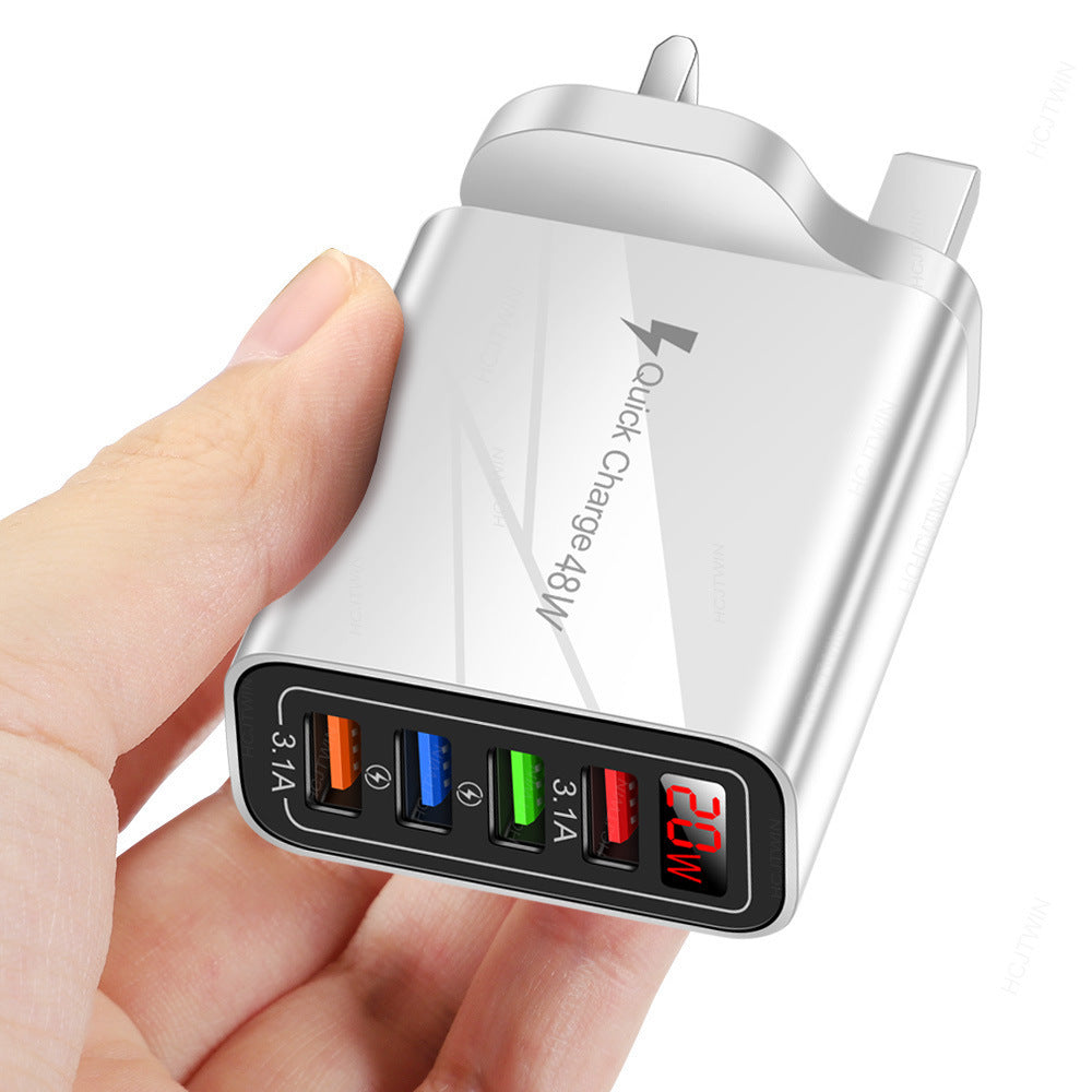 4-Port USB Digital Display Mobile Phone Charger