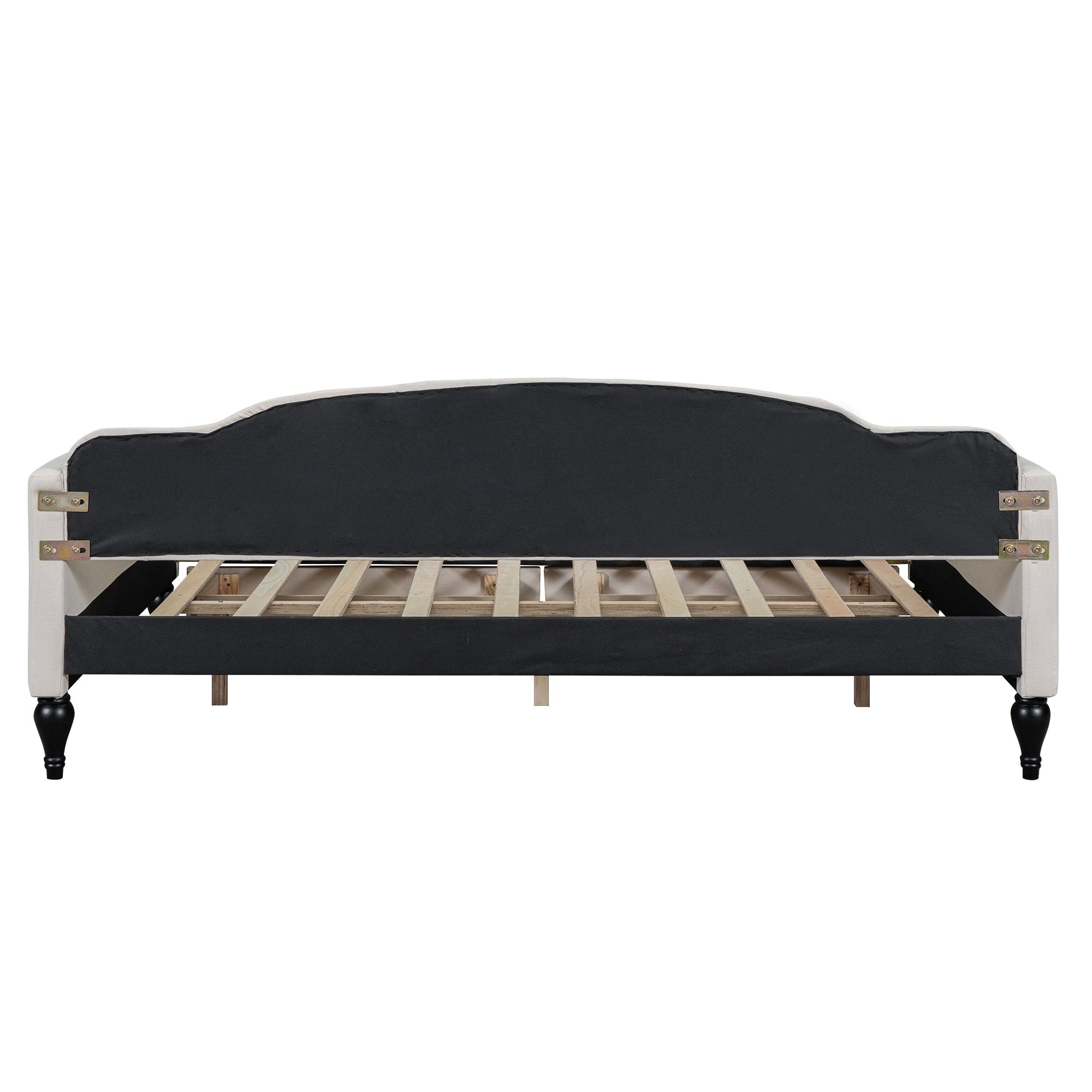 Full Size Upholstered Tufted Daybed with Two Drawers, Beige - Korvel