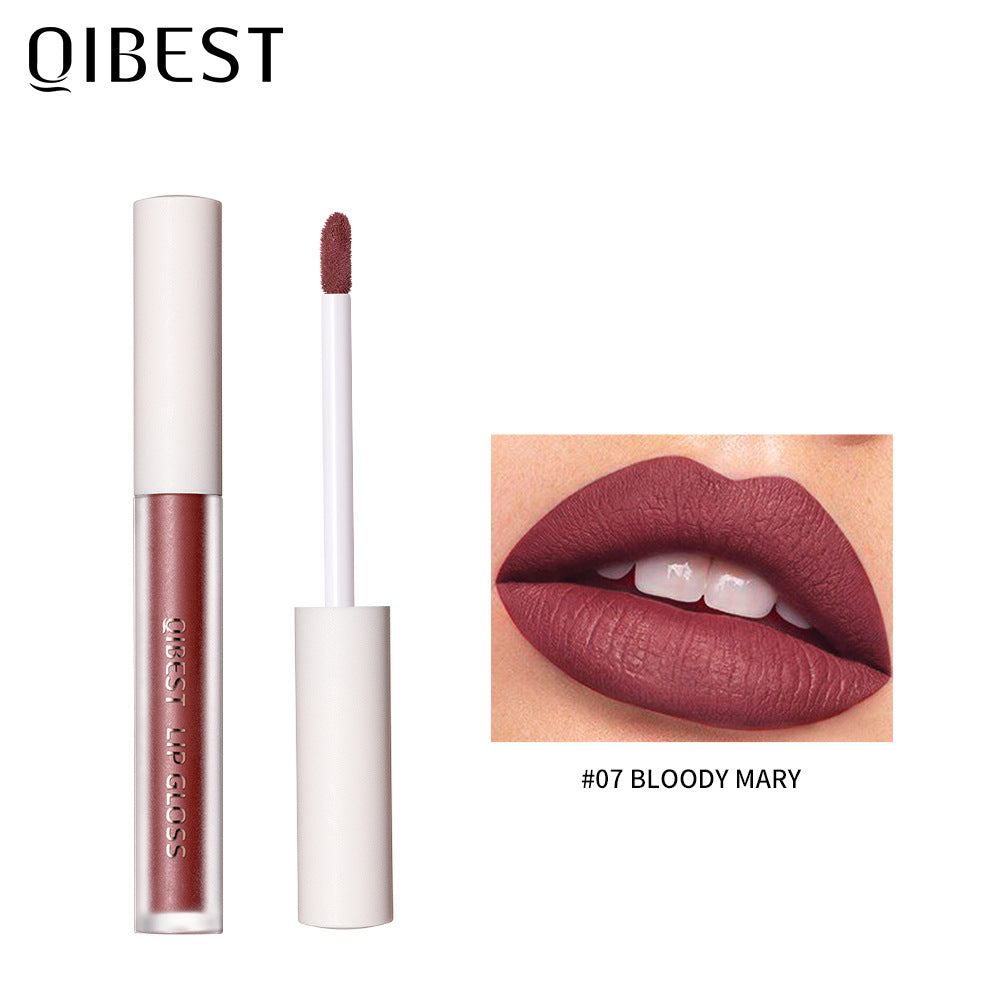 QIBEST Gloss Labial Mate de Terciopelo - Hidratante y No Pegajoso