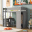 Wood Twin Size Loft Bed with Wardrobes and 2-Drawer Desk with Cabinet Gray - Korvel