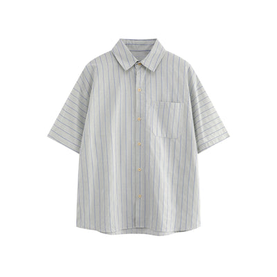 Chemise décontractée à rayures avec patch pour hommes
