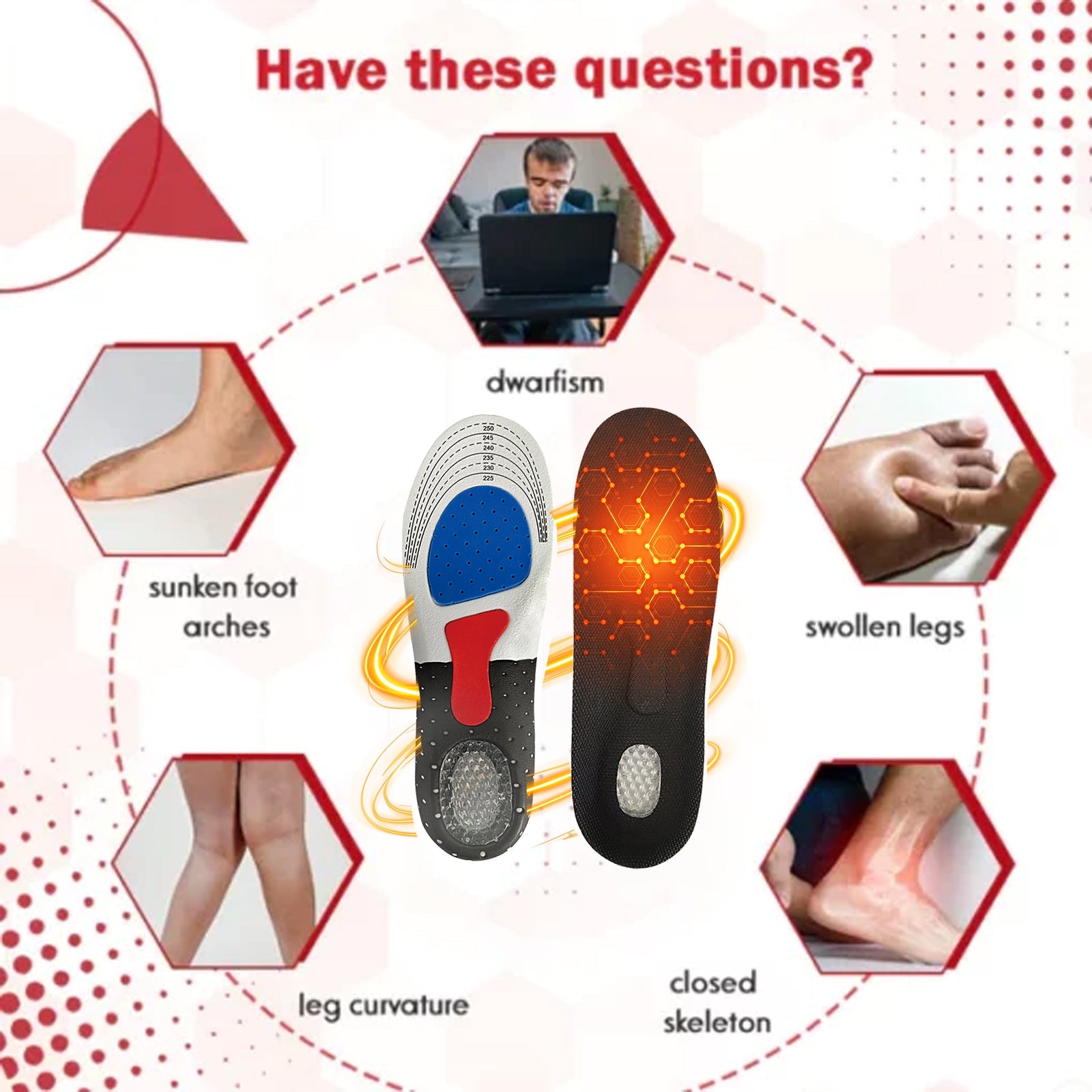 Corrective Foot Insoles, Arch Support Insole Non-Slip And Wear Resistant Foot Posture Correction Insole - Korvel