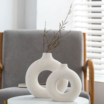 Unglazed Spotted Ceramic Vase - Modern Decorative Accent