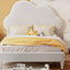 Twin Size Upholstered Cloud-Shape Bed ,Velvet Platform Bed with Headboard,No Box-spring Needed,Beige - Korvel