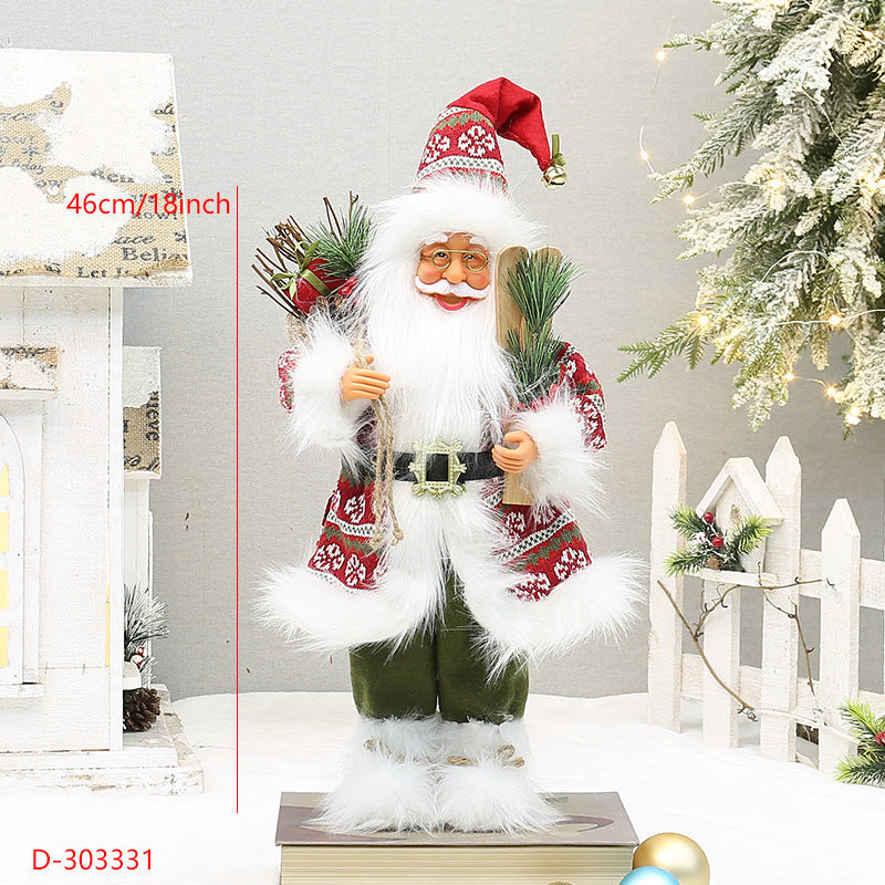 Christmas crafts 18 inch, wearing snow boots, backpack, standing, Santa Claus, dwarf - Korvel
