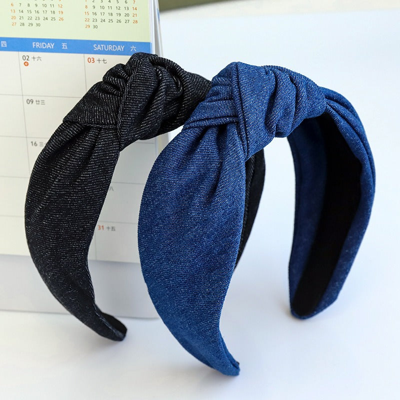 Bandeau en tissu denim noué à la mode pour filles