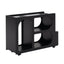 Stylish mobile desk with lockable wheels,bedside table with 5mm thick grooved tempered glass and gold round bars ，black - Korvel