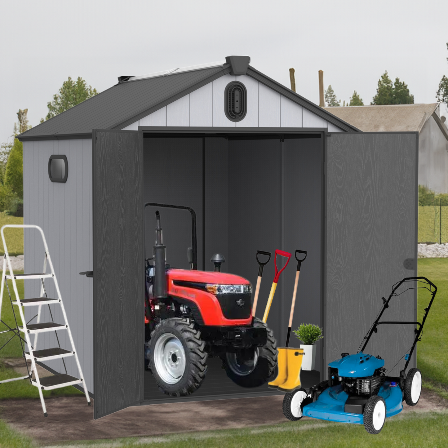 XWT012 6x8ft Plastic Storage Shed for Outdoor Use