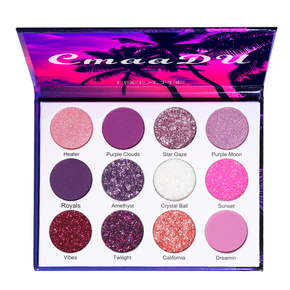 CmaaDu 12 Color Eyeshadow Palette Shiny Eyeshadow Makeup Matte and Metallic Glitter Makeup - Korvel