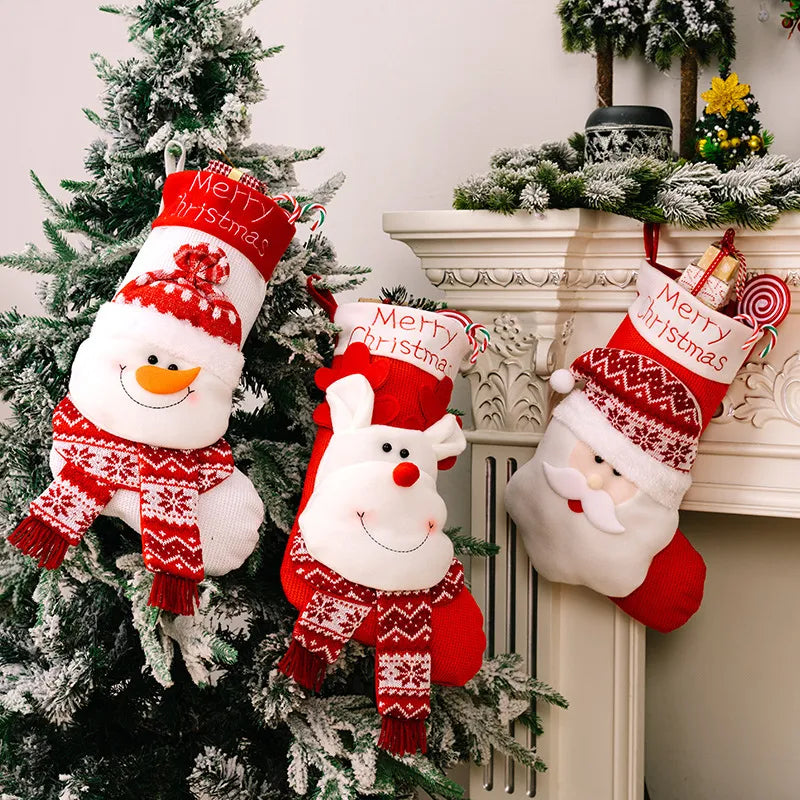 Chaussettes de Noël décoratives en tricot 3D avec élan