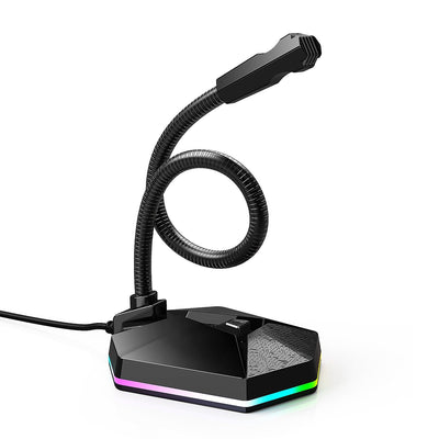 New microphone RGB luminous bendable USB microphone no drive voice chat video conference microphone - Korvel