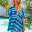 Tassel Openwork Striped V-Neck Cover Up - Korvel