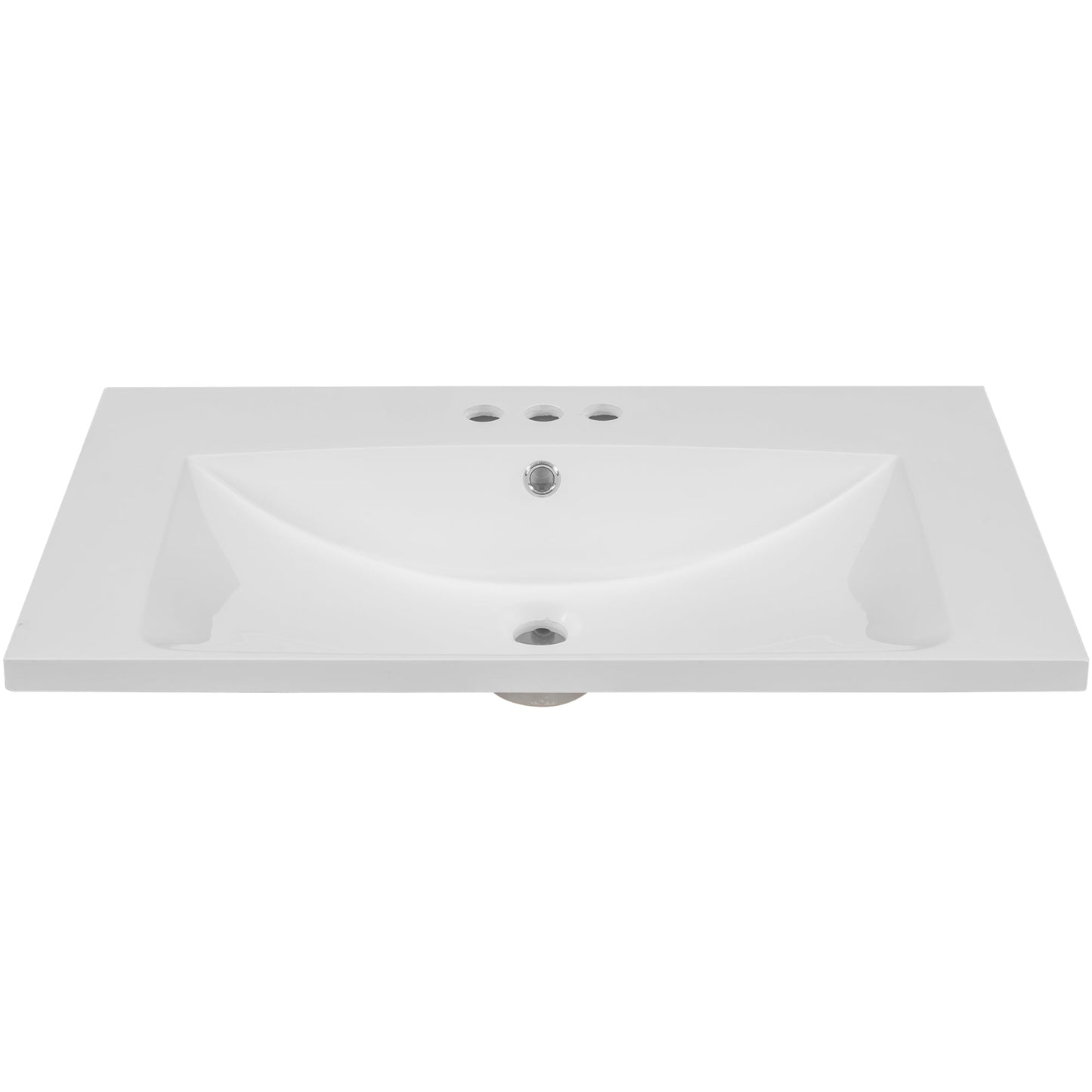 30" Single Bathroom Vanity Top with White Basin  3-Faucet Holes  Ceramic White - Korvel