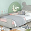 Twin Size Upholstered Daybed with Carton Ears Shaped Headboard  Grey - Korvel