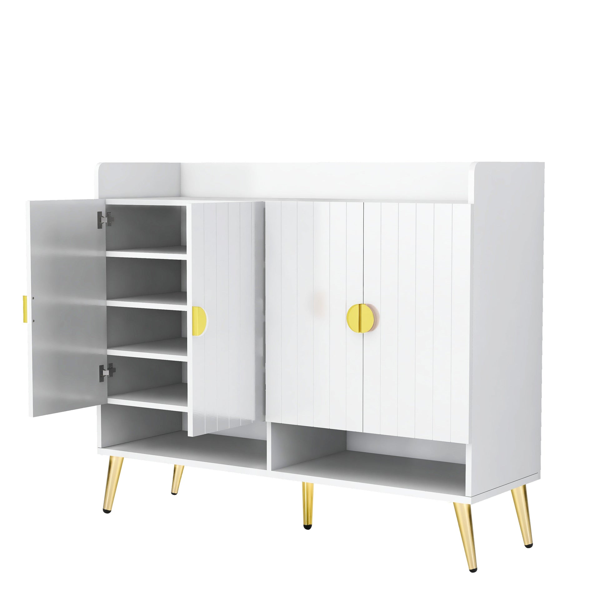 U-Can shoe cabinet with door, 11 layers with adjustable shelves, modern wooden shoe cabinet (PVC surface) - Korvel