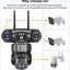 V380 360-Degree Panoramic 3-View 3-Lens Wireless WiFi/4G Solar-Powered Camera Surveillance System - Korvel