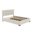 Queen Upholstered Platform Bed with Twin Size Trundle and Two Drawers  Beige - Korvel