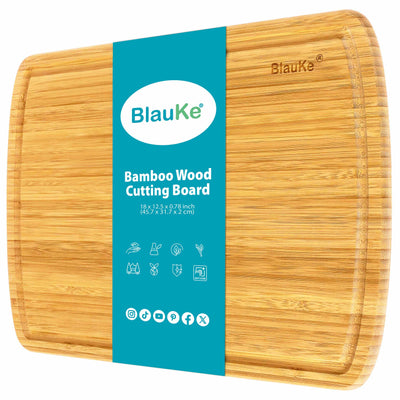 Extra Large Bamboo Cutting Board – 18"x12" Double-Sided with Deep Juice Groove - Korvel