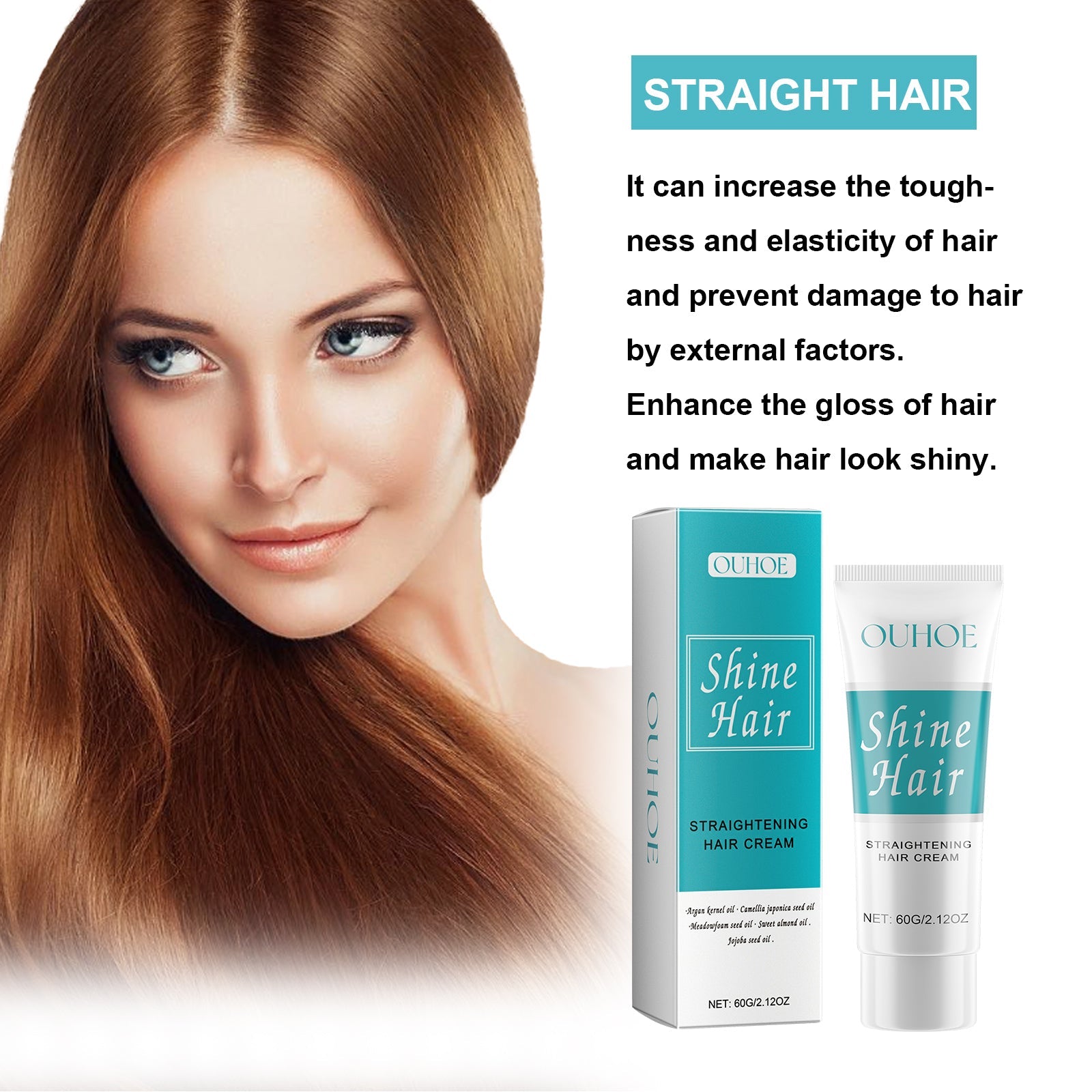 Straightening Hair Cream, Repair Damaged Dry Split Hair Smoothing Straightening Mask - Korvel