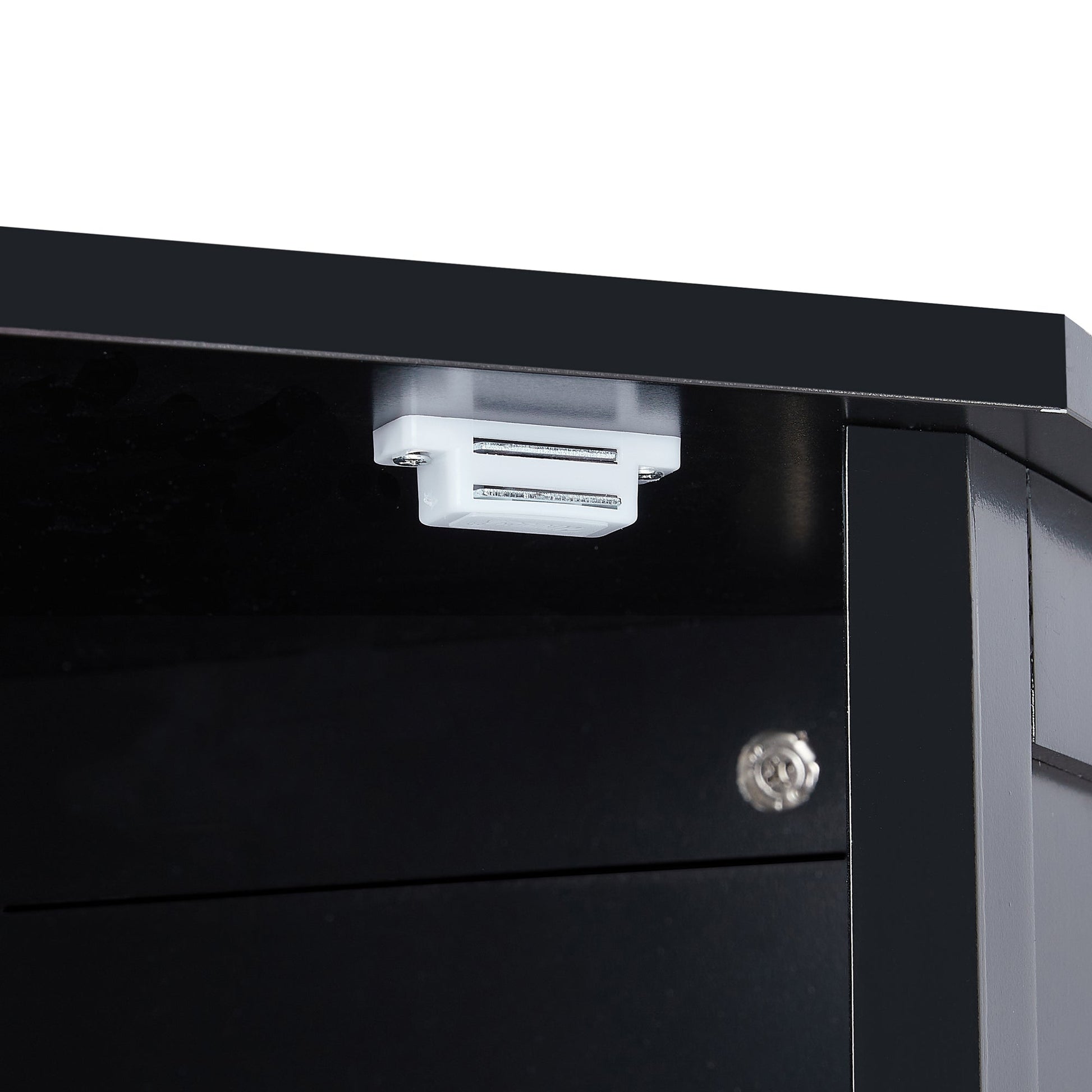 Black Bathroom Cabinet Triangle Corner Storage Cabinet with Adjustable Shelf Modern Style MDF Board - Korvel
