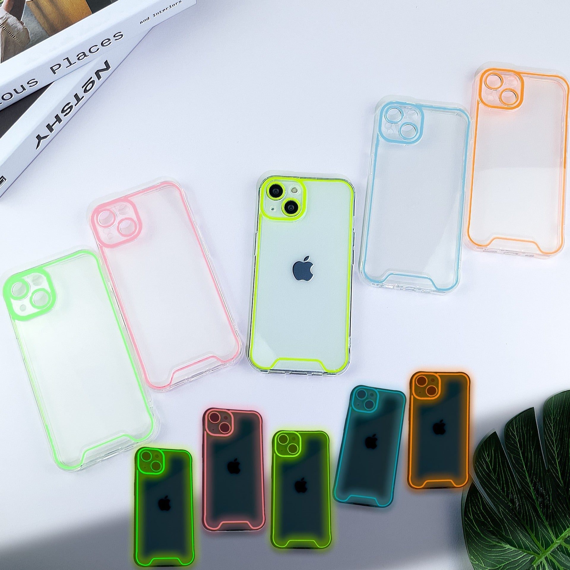 Suitable for iPhone 15 Promax luminous phone case Apple 13/12 transparent material silicone protective case - Korvel
