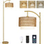 Gold Floor Lamps for Living Room with Remote & Dimmable LED Bulb, Modern Arc Floor Lamp with 3 Color Temperatures - Korvel