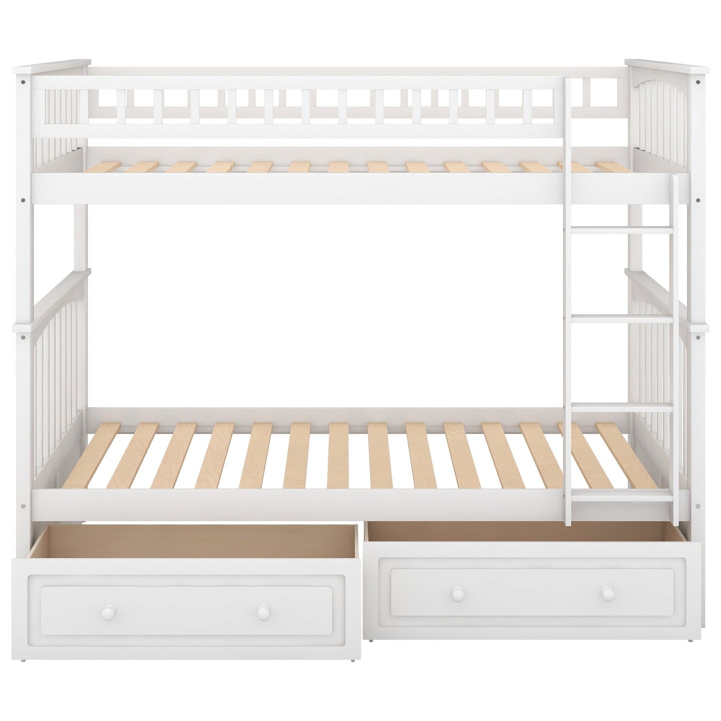 Cama litera de dos camas individuales con cajones - Blanca convertible