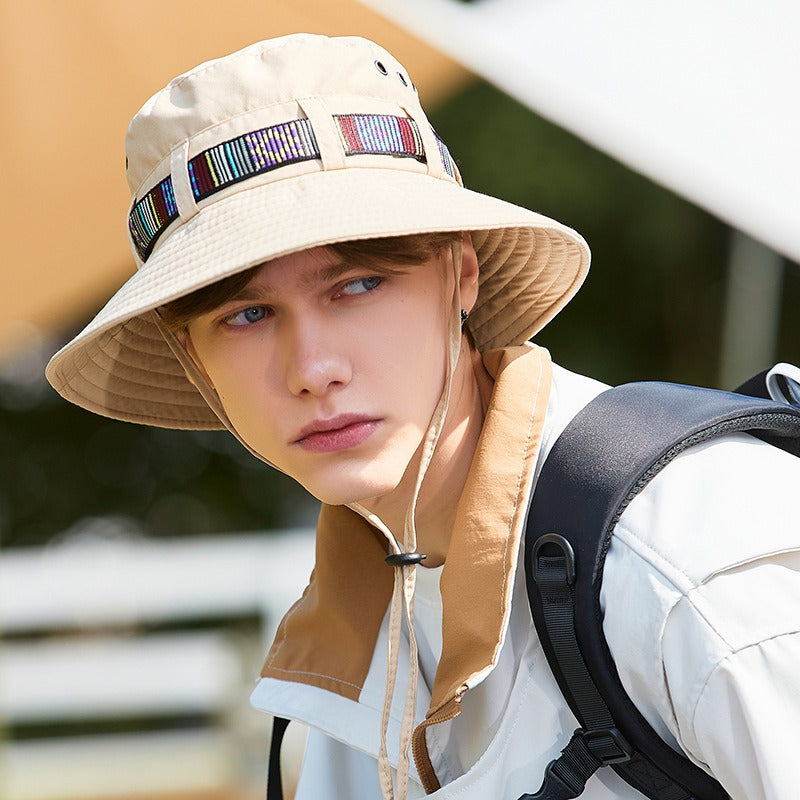 Western cowboy hat women's summer large brim Japanese fisherman hat sun protection sunshade outdoor seaside travel mountaineering hat men - Korvel
