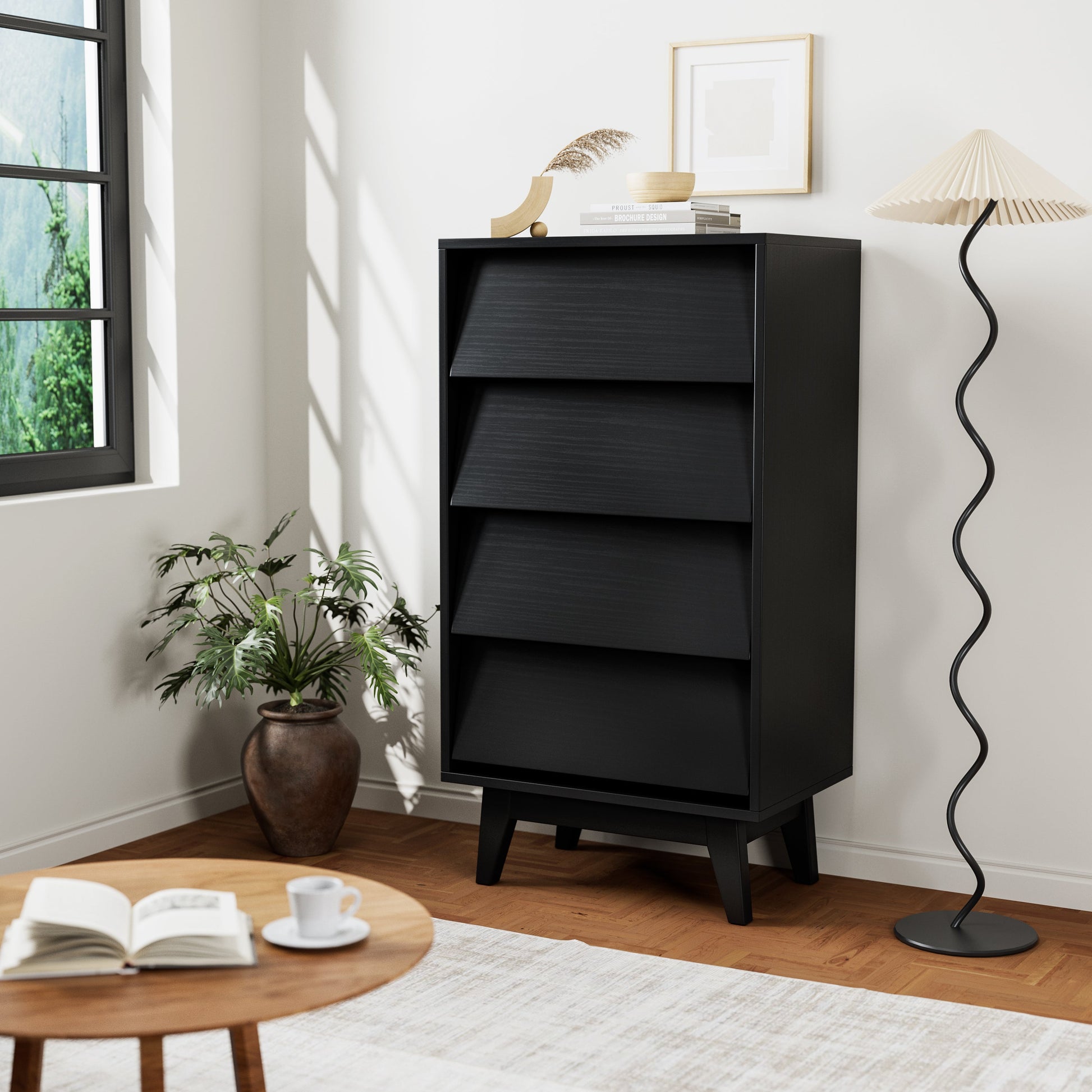 4 Drawer Double Dresser Features Vintage-style and Bevel Design - Korvel