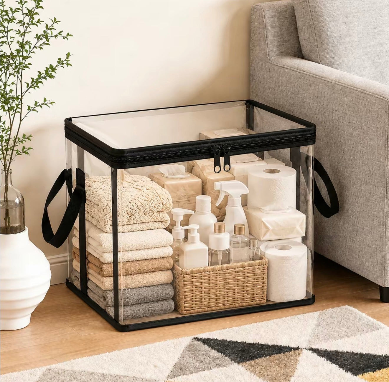 PlushNest Storage Box - Clear PVC Organizer