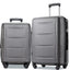 Expanable Spinner Wheel 2 Piece Luggage Set ABS Lightweight Suitcase with TSA Lock 20inch+24inch Dark Gray + Plastic - Korvel
