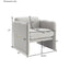 Armchair with wavy armrests, metal decorations on both sides of the armrests, made of Teddy cloth, light gray - Korvel