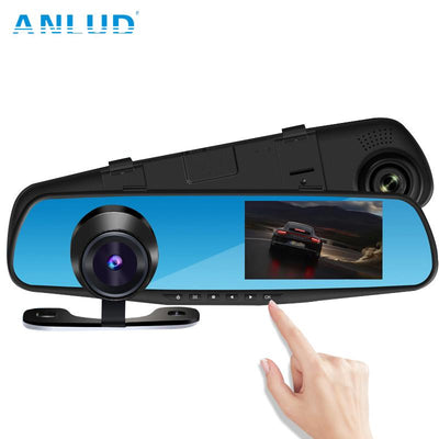 ANLUD Car Camera DVR Dual Lens Dash Cam Rear View Mirror Auto Video Recorder GPS Detector - Korvel