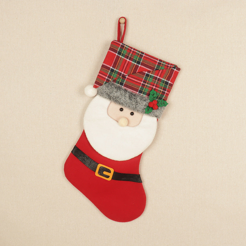 Christmas Stockings Red Santa Claus Snowman Biscuits Deer Gift Bag Christmas Tree Pendant - Korvel