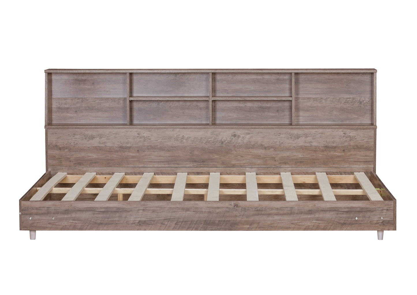 Full Size Daybed Frame with Storage Bookcases Wood Light Oak - Korvel