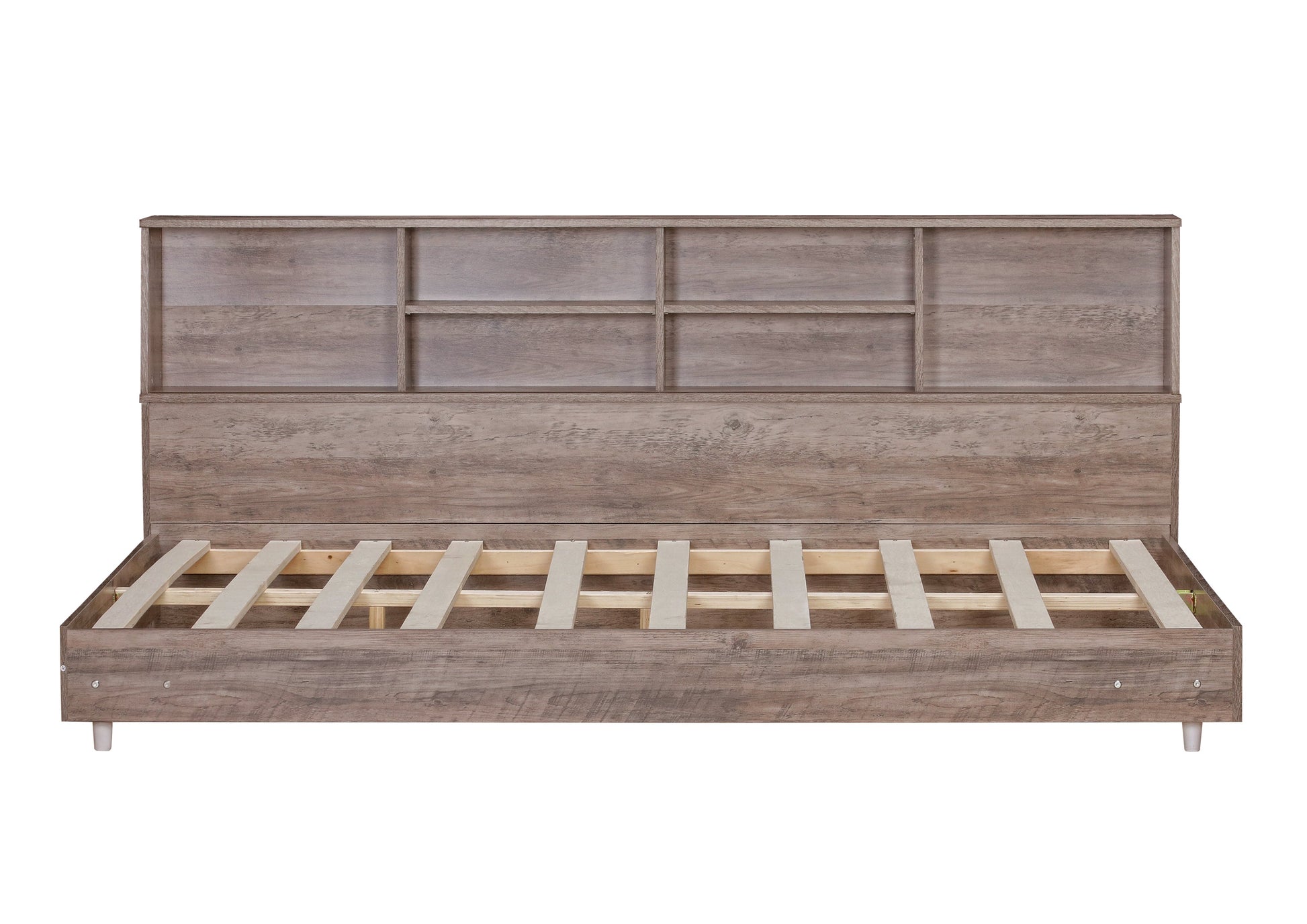 Full Size Daybed Frame with Storage Bookcases Wood Light Oak - Korvel