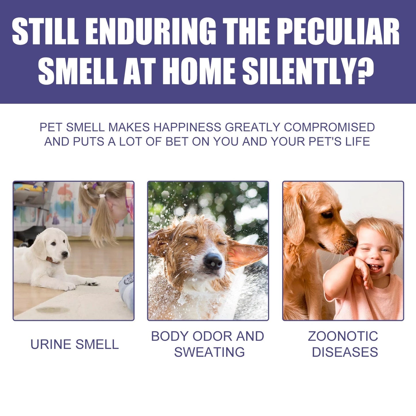 Pet Deodorant Spray for Cats and Dogs - Eliminates Odors, Urine Smell, Body Odor, and Feces Odor, Air Freshener Mist - Korvel