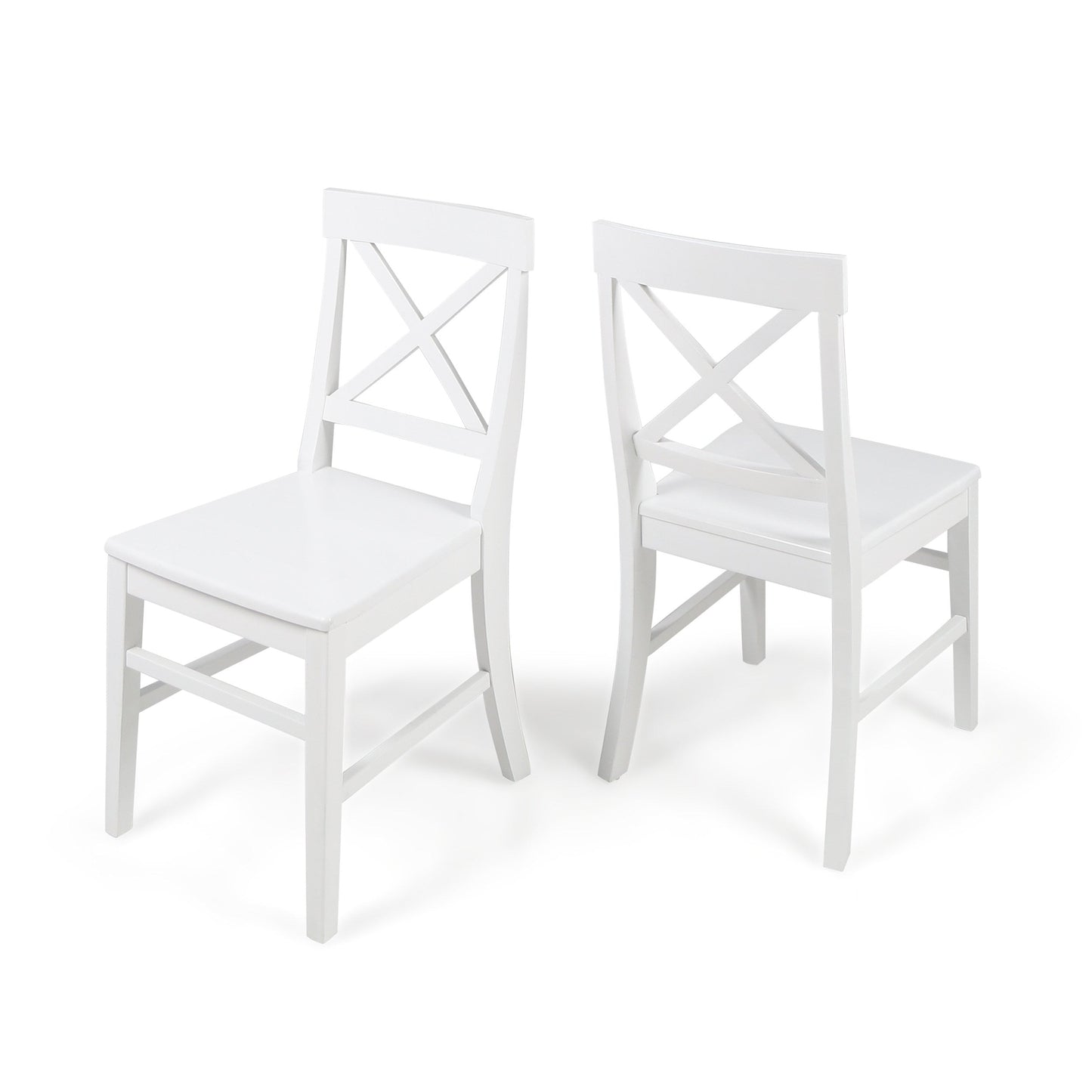 Roshan Farmhouse Acacia Wood Dining Chairs, White (Set of 2) - Korvel