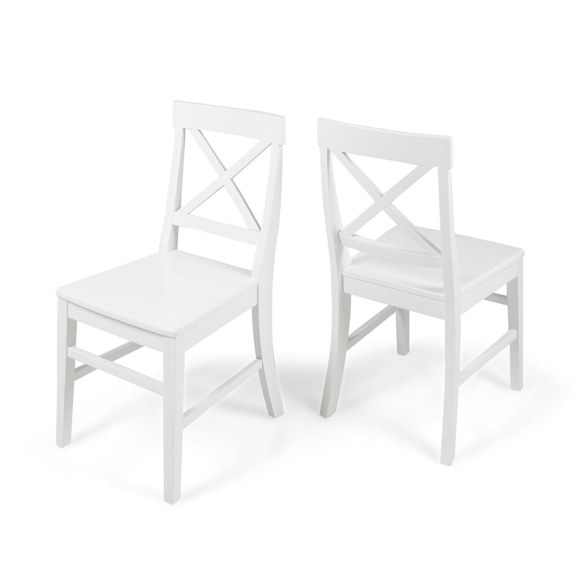 Roshan Farmhouse Acacia Wood Dining Chairs, White (Set of 2) - Korvel